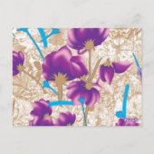 Lebhaftes Blumenmuster mit lila und blauem f Postkarte (Rückseite)
