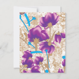 Lebhaftes Blumenmuster mit lila und blauem f Postkarte