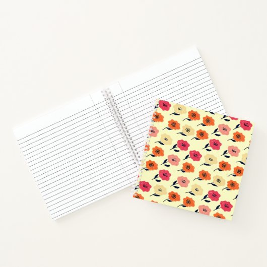 Lebhaftes Blumenmuster Notizblock (Innenseite)