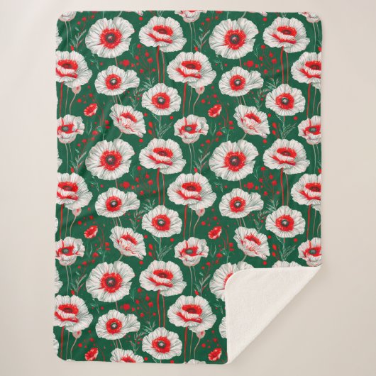 Lebhaftes Blumenmuster Sherpadecke (Vorderseite)