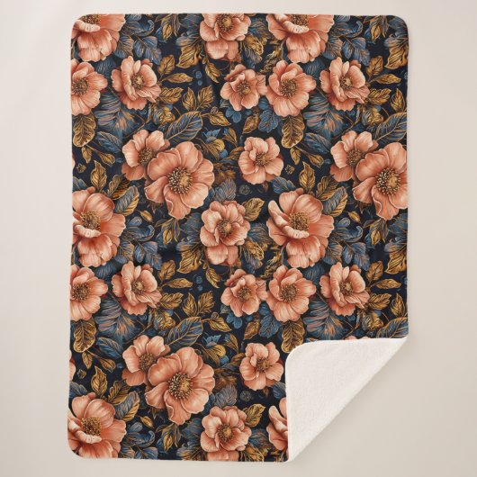 Lebhaftes Blumenmuster Sherpadecke (Vorderseite)