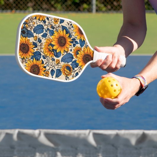 Lebhaftes Blumenmuster - Sonnenblumengeschoss Pickleball Schläger (InSitu)