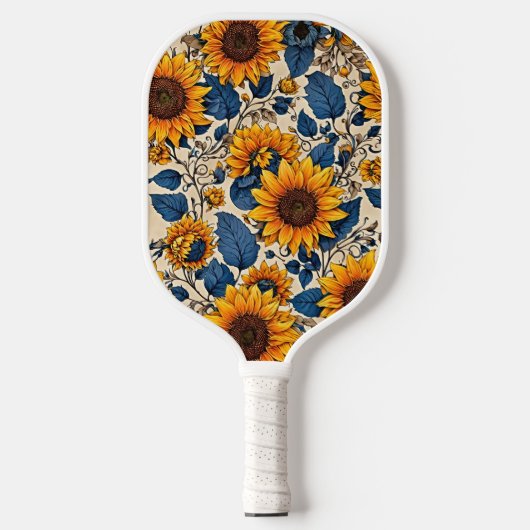 Lebhaftes Blumenmuster - Sonnenblumengeschoss Pickleball Schläger (Vorderseite)