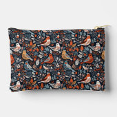 Lebhaftes Blumenmuster und Vögel Nordisches Muster Zubehörtasche (Rückseite)