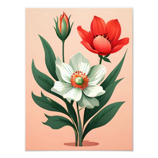 Lebhaftes Blumentrio Fotodruck (Vorne)