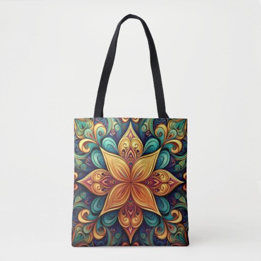 Lebhaftes Blumenwerk Mandala Artwork Tasche (Vorderseite)