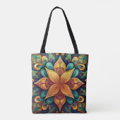 Lebhaftes Blumenwerk Mandala Artwork Tasche (Rückseite)