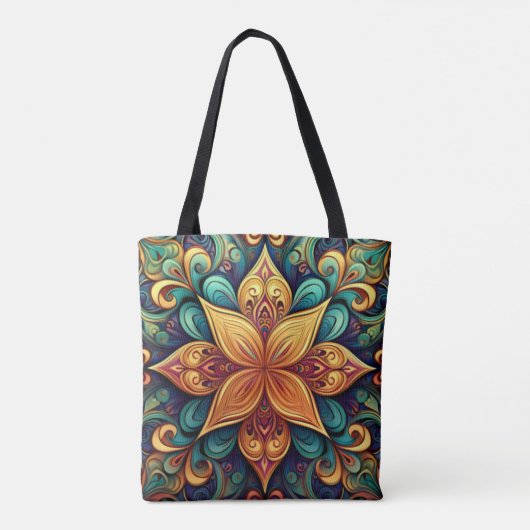 Lebhaftes Blumenwerk Mandala Artwork Tasche (Rückseite)