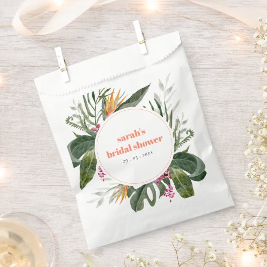 Lebhaftes Blush Boho Tropical Floral Brautparty Geschenktütchen (Ausgeschnitten)