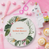 Lebhaftes Blush Boho Tropical Floral Brautparty Pappteller (Party)