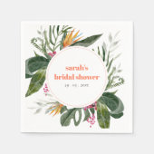 Lebhaftes Blush Boho Tropical Floral Brautparty Serviette (Vorderseite)