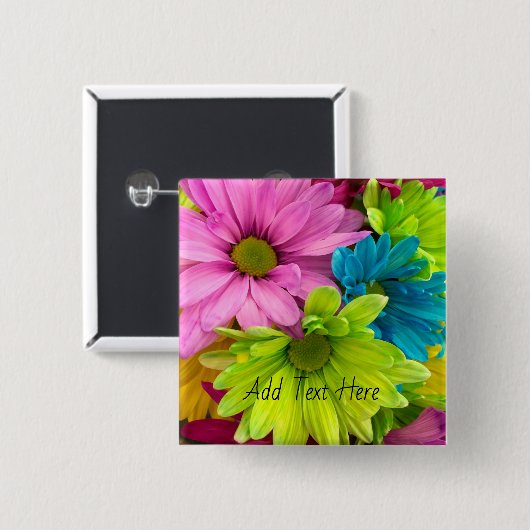 Lebhaftes Blut - farbenfrohe Blumenkunst Button (Vorne & Hinten)