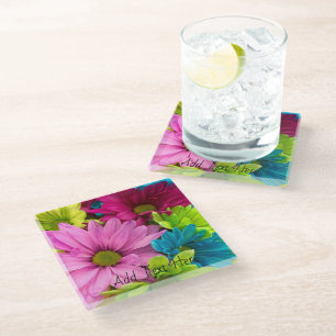 Lebhaftes Blut - farbenfrohe Blumenkunst Glasuntersetzer