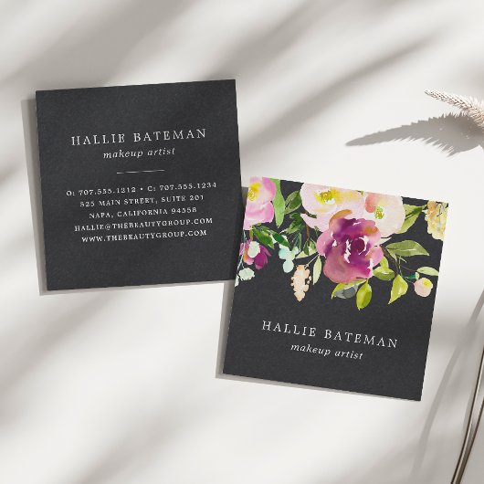 Lebhaftes Blut | Modernes Schwarz der Wasserfarbe Quadratische Visitenkarte