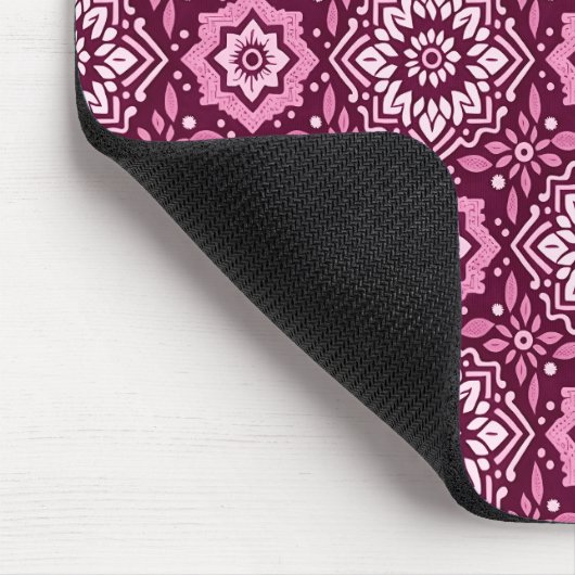 Lebhaftes Boho Chic Blumenmuster Mousepad (Ecke)