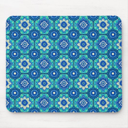 Lebhaftes Boho Chic Blumenmuster Mousepad (Vorne)
