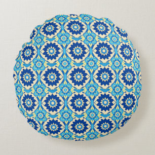 Lebhaftes Boho Chic Blumenmuster Rundes Kissen