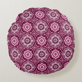 Lebhaftes Boho Chic Blumenmuster Rundes Kissen