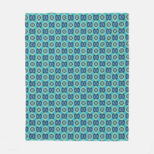 Lebhaftes Boho Chic Geometric Floral Pattern Fleecedecke (Vorderseite)