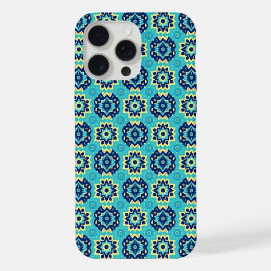Lebhaftes Boho Chic Geometric Floral Pattern iPhone Hülle (Rückseite)