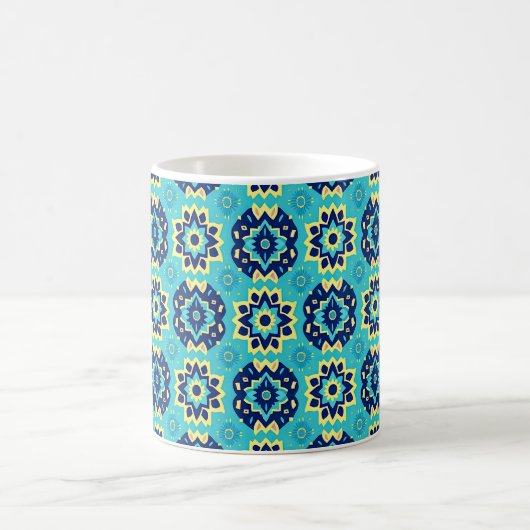 Lebhaftes Boho Chic Geometric Floral Pattern Kaffeetasse (Mittel)