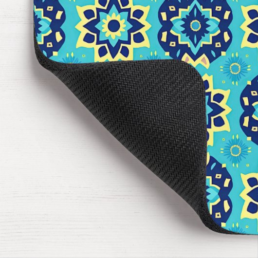 Lebhaftes Boho Chic Geometric Floral Pattern Mousepad (Ecke)