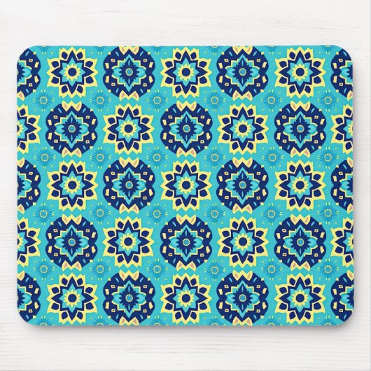 Lebhaftes Boho Chic Geometric Floral Pattern Mousepad (Vorne)