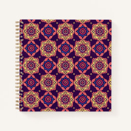 Lebhaftes Boho Chic Geometric Floral Pattern Notizblock