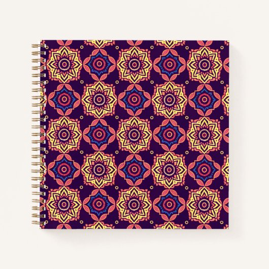 Lebhaftes Boho Chic Geometric Floral Pattern Notizblock (Vorderseite)