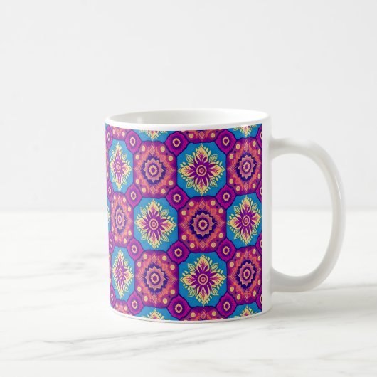 Lebhaftes Boho Chic Mandala Pattern Kaffeetasse (Rechts)