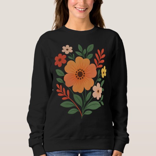 Lebhaftes Boho Floral Bouquet Women's Sweatshirt (Vorderseite)