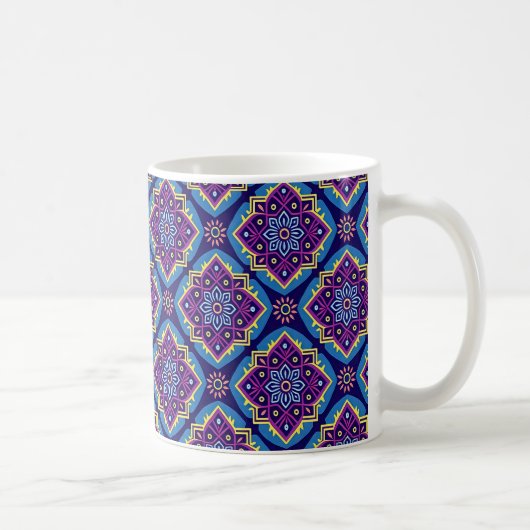 Lebhaftes Boho geometrisches Muster Kaffeetasse (Rechts)