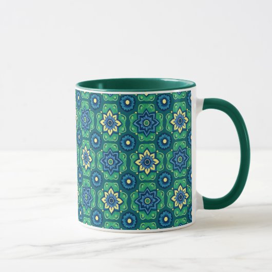 Lebhaftes Boho geometrisches Muster Tasse (Rechts)