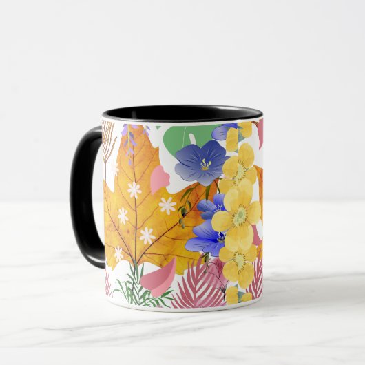 Lebhaftes botanisches Leaf-Design Tasse (Vorderseite Links)