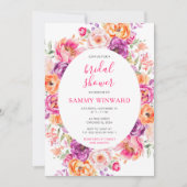 Lebhaftes Brautparty für Sommerblumen-Blume Einladung (Vorderseite)