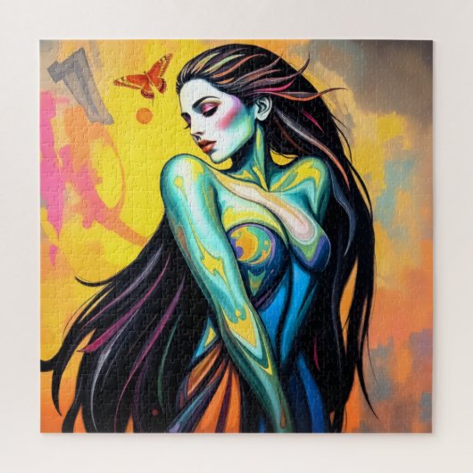 Lebhaftes Butterfly-Muse-Portrait Puzzle (Vertikal)