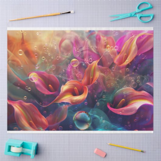 Lebhaftes Calla Lillie Translucent Bubble Decoupag Seidenpapier (Basteln)