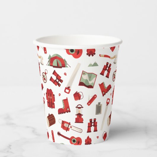 Lebhaftes Camping Ikonen des Festivals Adventure T Pappbecher (Vorderseite)