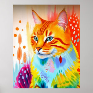 Lebhaftes Cat Art Poster - Feines und farbenfrohes