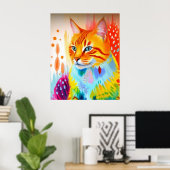 Lebhaftes Cat Art Poster - Feines und farbenfrohes (Heimbüro)