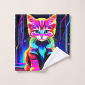 Lebhaftes Cat Artwork Badhandtuch Set (Waschlappen)