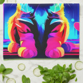 Lebhaftes Cat Artwork Geschirrtuch (Gefaltet)