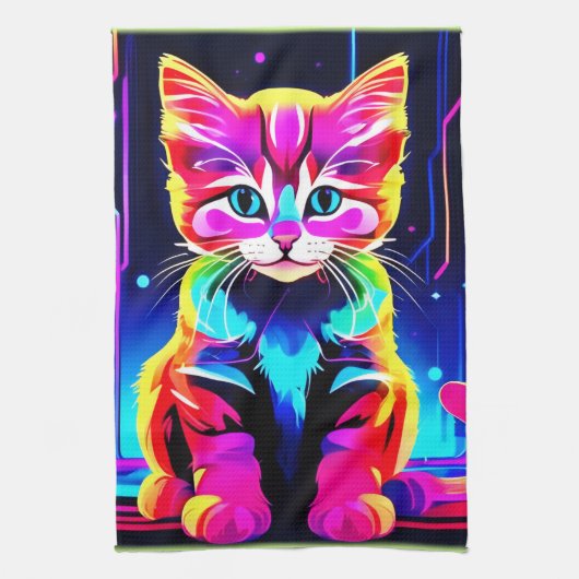 Lebhaftes Cat Artwork Geschirrtuch (Vertikal)