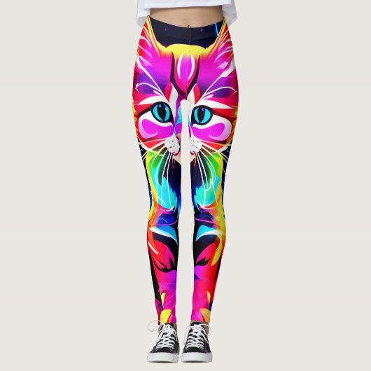 Lebhaftes Cat Artwork Leggings (Vorderseite)