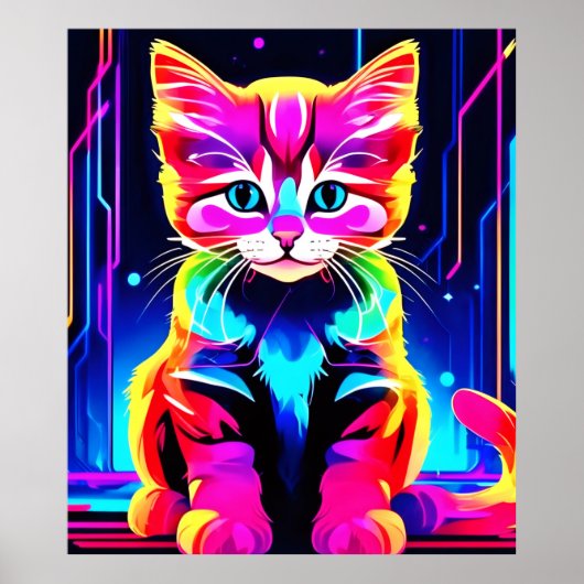 Lebhaftes Cat Artwork Poster (Vorne)