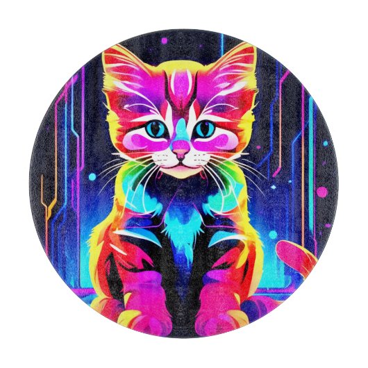 Lebhaftes Cat Artwork Schneidebrett (Vorderseite)
