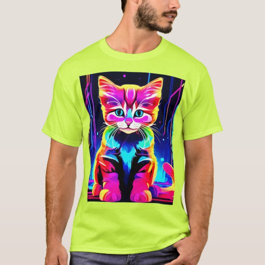 Lebhaftes Cat Artwork T-Shirt (Vorderseite)
