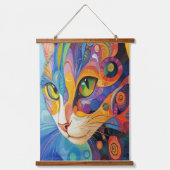 Lebhaftes Cat-Gesicht Wandteppich Mit Holzrahmen (Vorderseite)