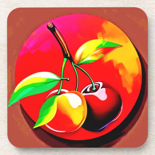 Lebhaftes Cherry Duo Getränkeuntersetzer (Vorderseite)