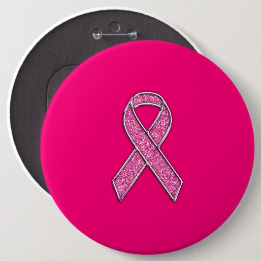 Lebhaftes Chrome Glitzer Stil Rosa Band-Bewusstsei Button (Vorne & Hinten)